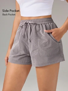OutZeal Women Sports Shorts Gym Workout Hiking Lightweight Drawstring Waist Active Bottom Spring Summer - Mauve Purple - View 2