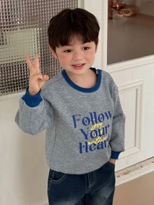 DAZY Baby Boy Crew Neck Colorblock Long Sleeve Sweatshirt Fall - Grey - View 7