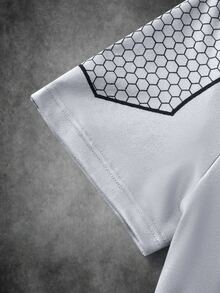 BATMAN X SHEIN Men's Geometric Bat Print Short Sleeve Slim Fit T-Shirt - Grey - View 11