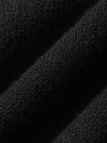 DAZY 女款寬鬆拼接色亨利領上衣，2合1柔軟針織毛衣 - 黑色 - 查看 8