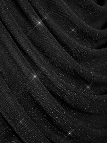Amplova 2026 New Low-Cut Criss-Cross Gold & Silver Metallic Fabric Mini Dress For Women, Suitable For Date And Party - Black - View 10