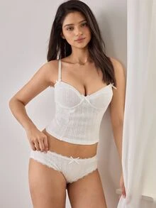 Ocili 100% Cotton Women's Bow Decor Camisole Top - White - View 4