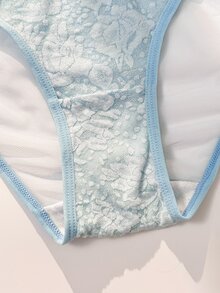 PetitDoll 1pc Fashion Lace Patchwork Panties - Baby Blue - View 3