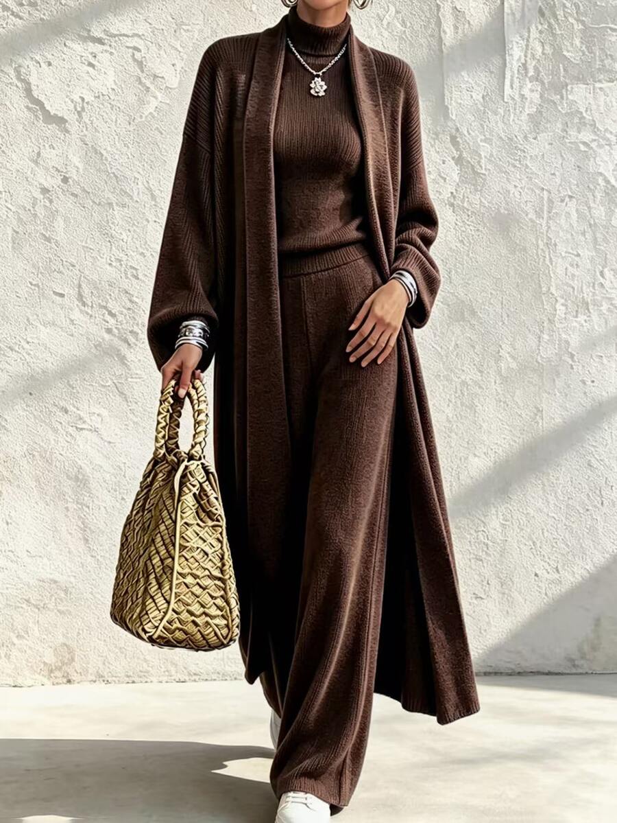 SHEIN Women's Basic Fashion Minimalist Elegant Romantic Commute French Style Dress 3 Pieces Set