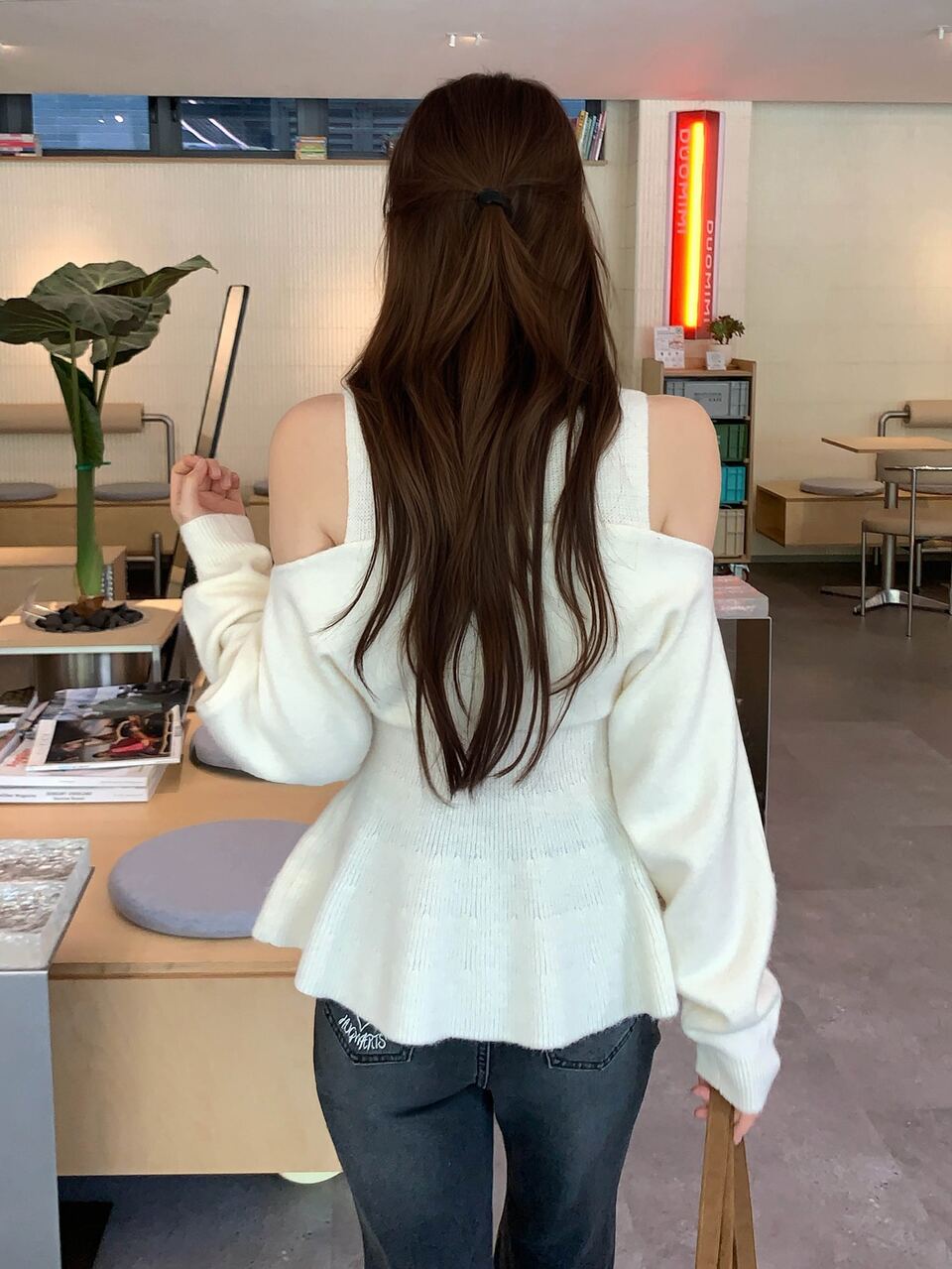 Women's V-Neck Korean Style Bow Long Sleeve Autumn/Winter Sweater