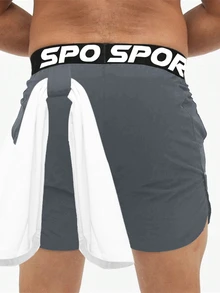 Gym Rark 男士字母腰帶運動短褲，跑步健身，戶外休閒 - 黑色 - 查看 2