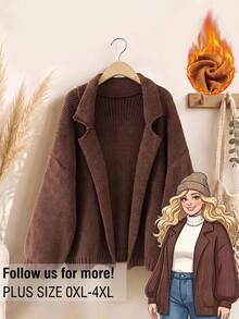 Rusticease Plus Size Women's Solid Color Casual Versatile Daily Wear Cardigan - Multicolor - View 1