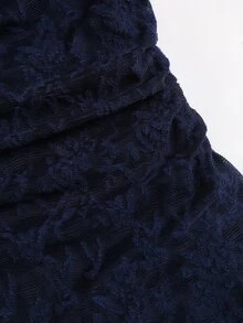 Sweetra Y2K 性感蕾絲不對稱下擺不對稱單肩洋裝 - 藏蓝色 - 查看 4