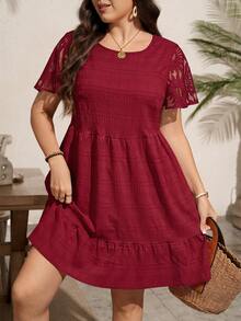 SHEIN LUNE Plus Size Dresses - Burgundy - View 4