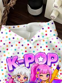 少女可愛卡通女團印花 K-Pop 超級巨星波點運動衫 - 彩色 - 查看 3