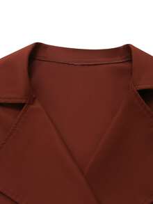 RosyDaze Women's Solid Color Casual Versatile Daily Travel Trench Coat Jacket - Rust Brown - View 6