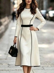 RosyDaze Fall/Winter Dress Festival Outfits Party Wedding Going Out Birthday Graduation Concert Prom Rave Social Elegant Fairy Dress Renaissance White Dress - Black and White - View 5