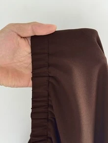 Maweii Jaket Wanita Ukuran Besar Model Batwing Lengan Panjang Warna Polos dengan Resleting - Coffee Brown - View 8