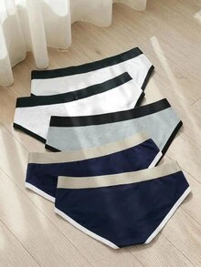 SHEIN 男士拼色休閒日常三角內褲 5件/包 - 彩色 - 查看 2