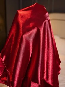 SilkySpell Burgundy Backless Criss-Cross Tie Back Plus Size Women's Nightgown - Burgundy - View 7