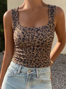 DAZY Women's Summer Square Neck Fitted Ribbed Camisole Tank Top - Multicolor - View 7