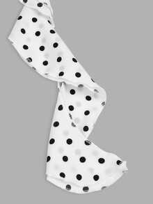 Sweetra Plus Size Halter Neck Polka Dot Sleeveless Flared Blouse - White - View 3