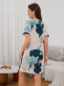 Serenescape 蓮葉印花前扣短袖女款睡裙 - 彩色 - 查看 2