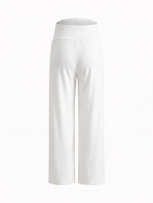 Modmama Maternity Solid Color Adjustable Waist Wide Leg Loose Long Pants - Multicolor - View 11