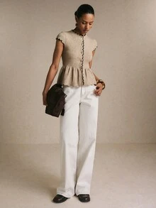 Poéselle Cardigan Wanita Berlipit Warna Blok, Kasual, Serbaguna untuk Aktivitas Sehari-hari - Light Grey - View 7
