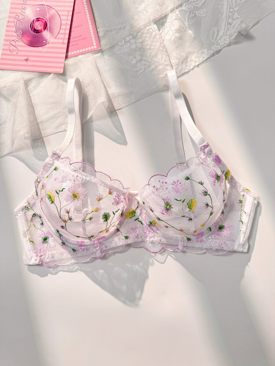 PetitDoll 1pc Women's Underwire Embroidered Bra - Multicolor - View 1