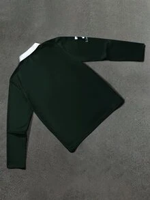 STYNVO 男士字母騎士印花長袖休閒 Polo 衫 - 墨綠色 - 查看 2