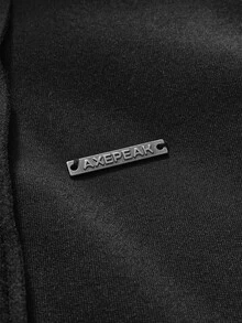 AXEPEAK 男士休閒度假時尚拼接款百搭黑色開襟連帽衛衣 - 黑色 - 查看 3
