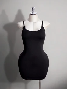 SHEIN ICON Plus Size Y2K Stand Collar Mesh Sheer Flare Sleeve Dress 2 Pieces Set, Halloween Gothic Vintage 2 Pieces Set Fall - Black - View 9