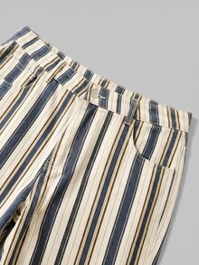 SHEIN MOD Plus Size Women's Striped Pocket Wide Leg Loose Casual Denim Jeans Autumn Outfit For Women - Multicolor - View 4