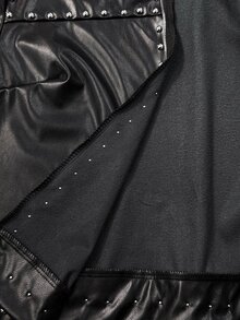 Nubod PU Fabric Bubble Design Plus Size Jacket Winter - Black - View 3