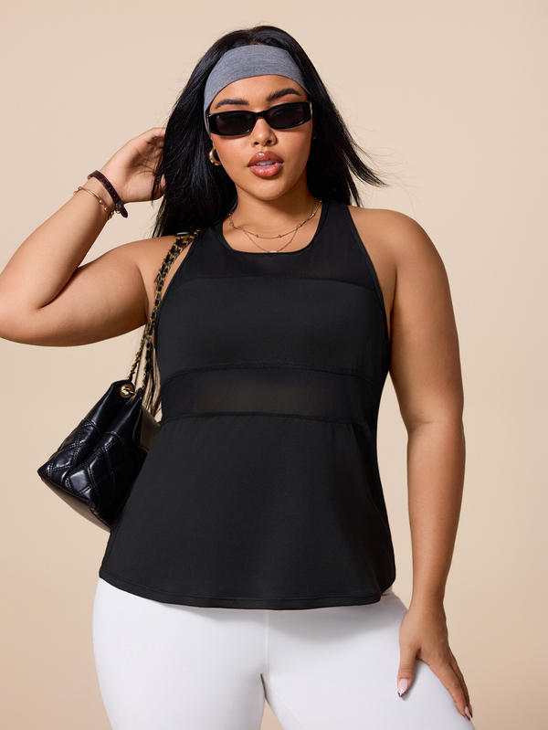 SHEIN Rhythm Era Women's Plus Size Solid Color Casual Versatile Daily Travel Sports T-Shirt