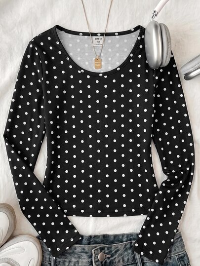 Tween Girls T-Shirts Ribbed Crew Neck Elastic Slim Fit All-Match Versatile Minimalist Long Sleeve T-Shirt, Comfortable