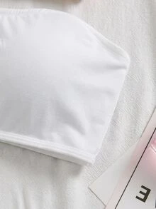 SHEIN Dozemod 童裝青少年女孩簡約舒適加厚防滑抹胸上衣 3件組 - 白色 - 查看 7