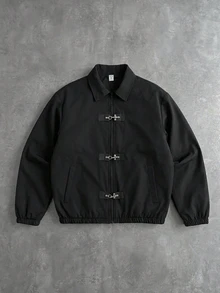 SHEIN Teen Boy Autumn Casual Versatile Solid Color Jacket - Black - View 6