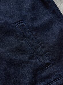 AXEPEAK Men's High Street Washed Blue Zipper Front Denim Jacket And Denim Jeans Casual Set - Navy Blue - View 5