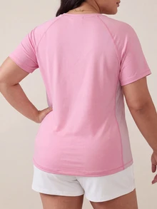 Gameset SHEIN Sport Plus Size Sports Fashion T-Shirt 2 Pieces Set, Gray And Pink Short Sleeve Mesh Patchwork Fashion T-Shirt Sportswear Gym Summer Kawaii - Multicolor - View 2