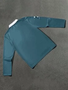 STYNVO 男士字母騎士圖案休閒日常長袖 Polo 衫 - 霧霾藍 - 查看 2