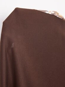 Doze Lane 2 Pieces Ditsy Floral Crew Neck Long Sleeve Casual Cottage Pajama Set Sleep Home Chocolate Brown Brown Floral Autumn - Brown - View 6