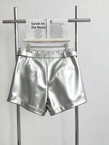 Franclia Plus Size Women's Silver Pocket Casual Shorts - Silver - View 2