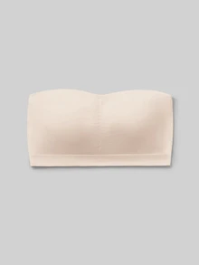 SHEIN Girlism Sujetador bandeau fruncido simple y cómodo con relleno para niña preadolescente - Albaricoque - Ver 1