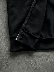 Manfinity Roghcode Men's English Letter Print Hooded Zip-Up Patchwork Sweatshirt And Patchwork Long Sweatpants Set, Casual Comfortable Versatile, Suitable For Outings, Commuting, Street Style, Home, Travel, Vacation, Daily Wear - Black - View 5