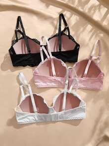 Charlaine Women's Solid Color Lace Bra (Underwire Molded Cup Bra, 3 Pieces Set) - Multicolor - View 2