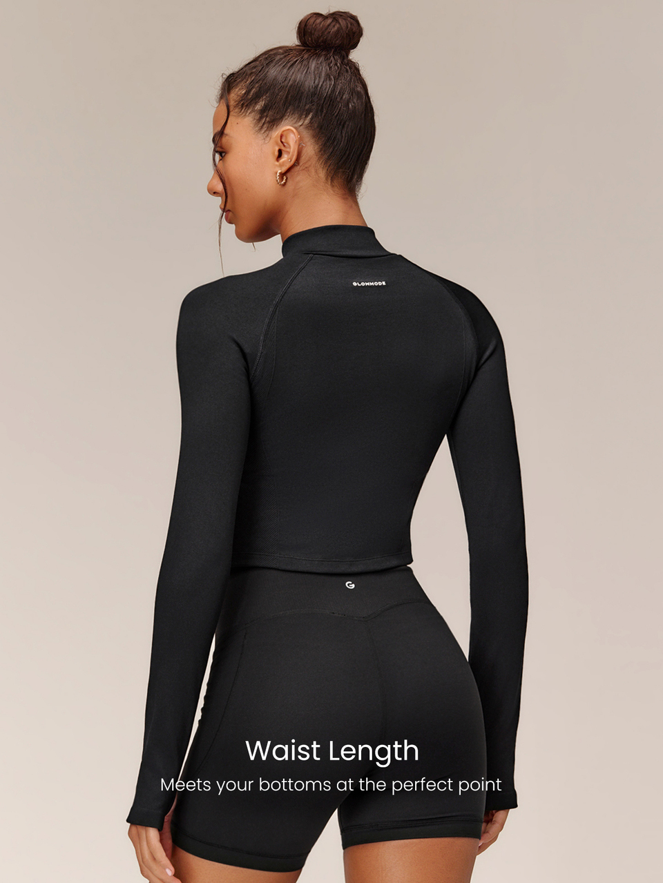 Second-Skin Seamless Glow Sculpt Cropped Slim Fit Zip Up Jacket With Standing Collar & Thumbholes Outdoor Workout Gym Training Fitness Wear