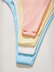 SHEIN 女款素色性感日常無縫丁字褲 4件組/包 - 彩色 - 查看 5