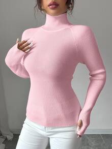 SHEIN Raffinéa Y2K Elegant Outdoor Knitted Pullover Sweater For Travel, Commute, Holiday And Daily Wear - Pink - View 5
