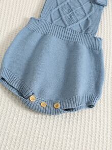 SHEIN Set Baju Terusan dan Topi Bayi Laki-laki Warna Polos Serbaguna dan Nyaman (2 potong) - Biru - View 7