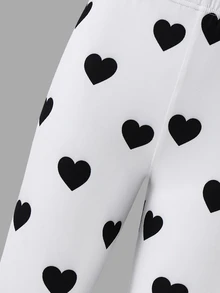 SHEIN 少女針織愛心圖案休閒內搭褲 - 彩色 - 查看 4