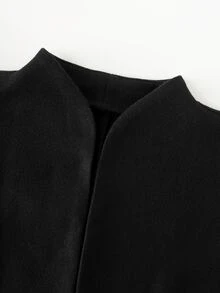 EMERY ROSE Women's Solid Color Casual Versatile Daily Travel Overcoat - Black - View 7
