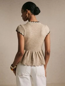Poéselle Cardigan Wanita Berlipit Warna Blok, Kasual, Serbaguna untuk Aktivitas Sehari-hari - Light Grey - View 3