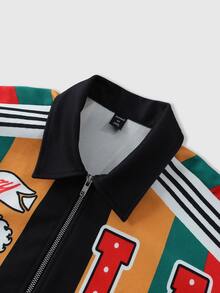 ROMWE MEN Street Life Men's Colorblock Striped Overcoat - Multicolor - View 3